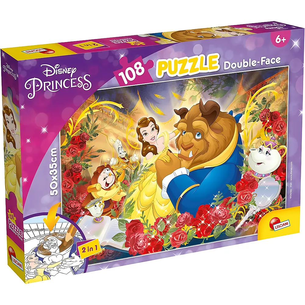 Lisciani Puzzle Double-Face Disney Princess 2in1 Die Sch�ne und das Biest 108Teile
