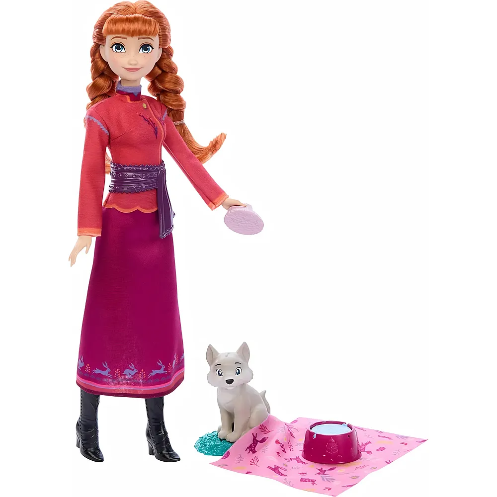 Mattel Disney Frozen Anna-Modepuppe und Wolfsjunges