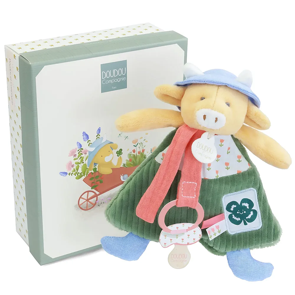 Doudou et Compagnie Kuh Aneth Schmusetuch mit Schnullerhalter - 19 cm