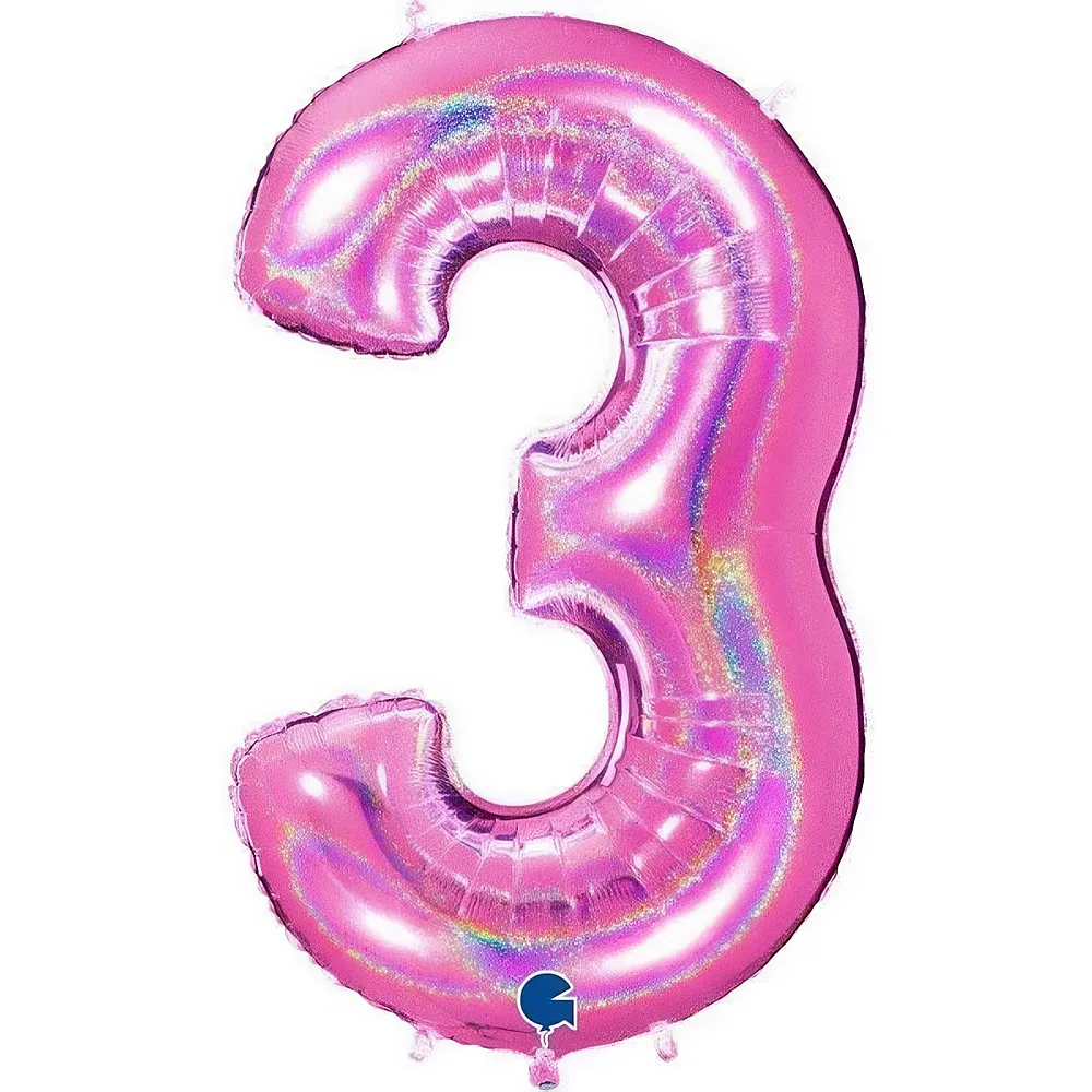 Grabo Ballon aluminium chiffre 3 paillet�, rose holographique - 102 cm - Marques