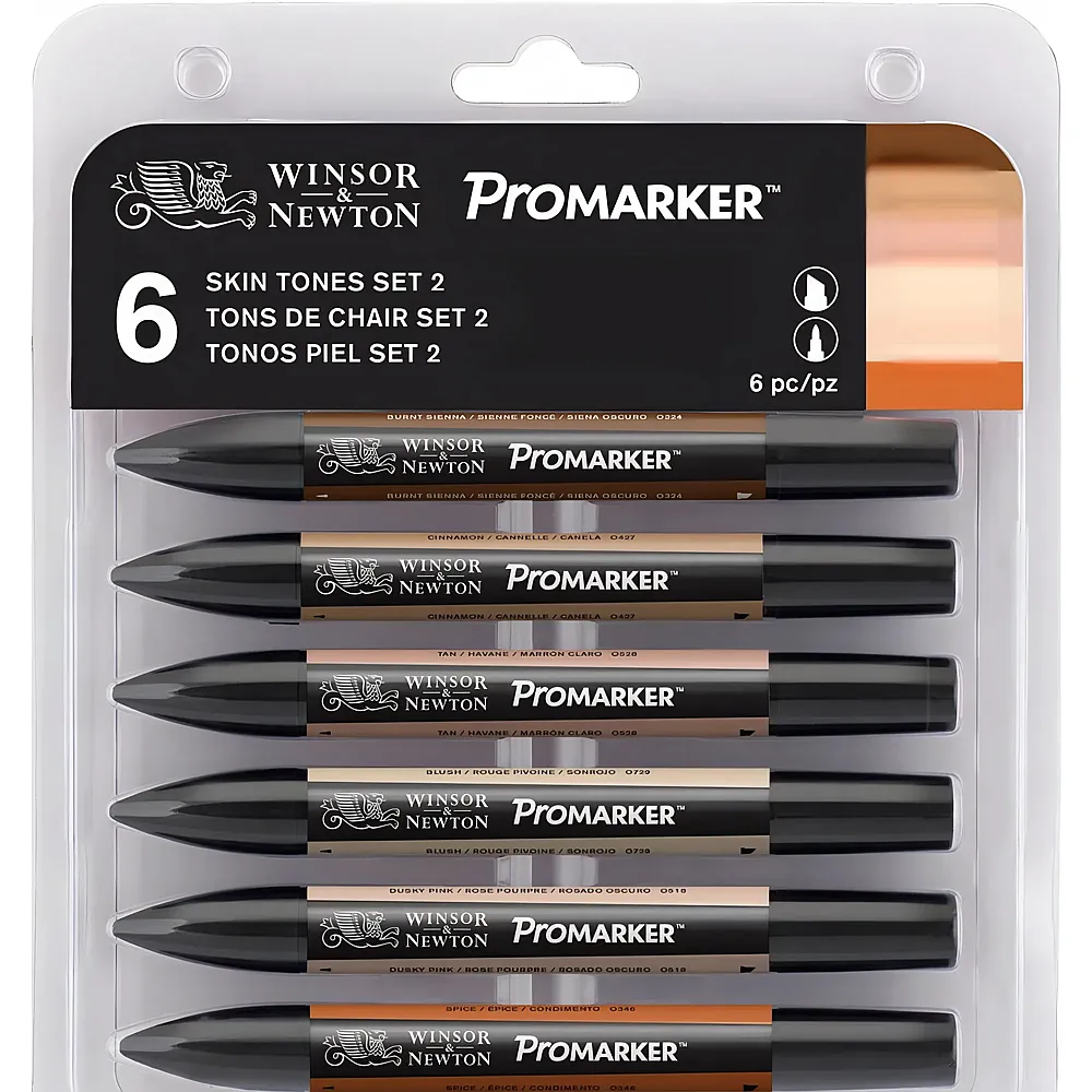 Winsor & Newton W&n Promarker 6er Set Hauttne 2