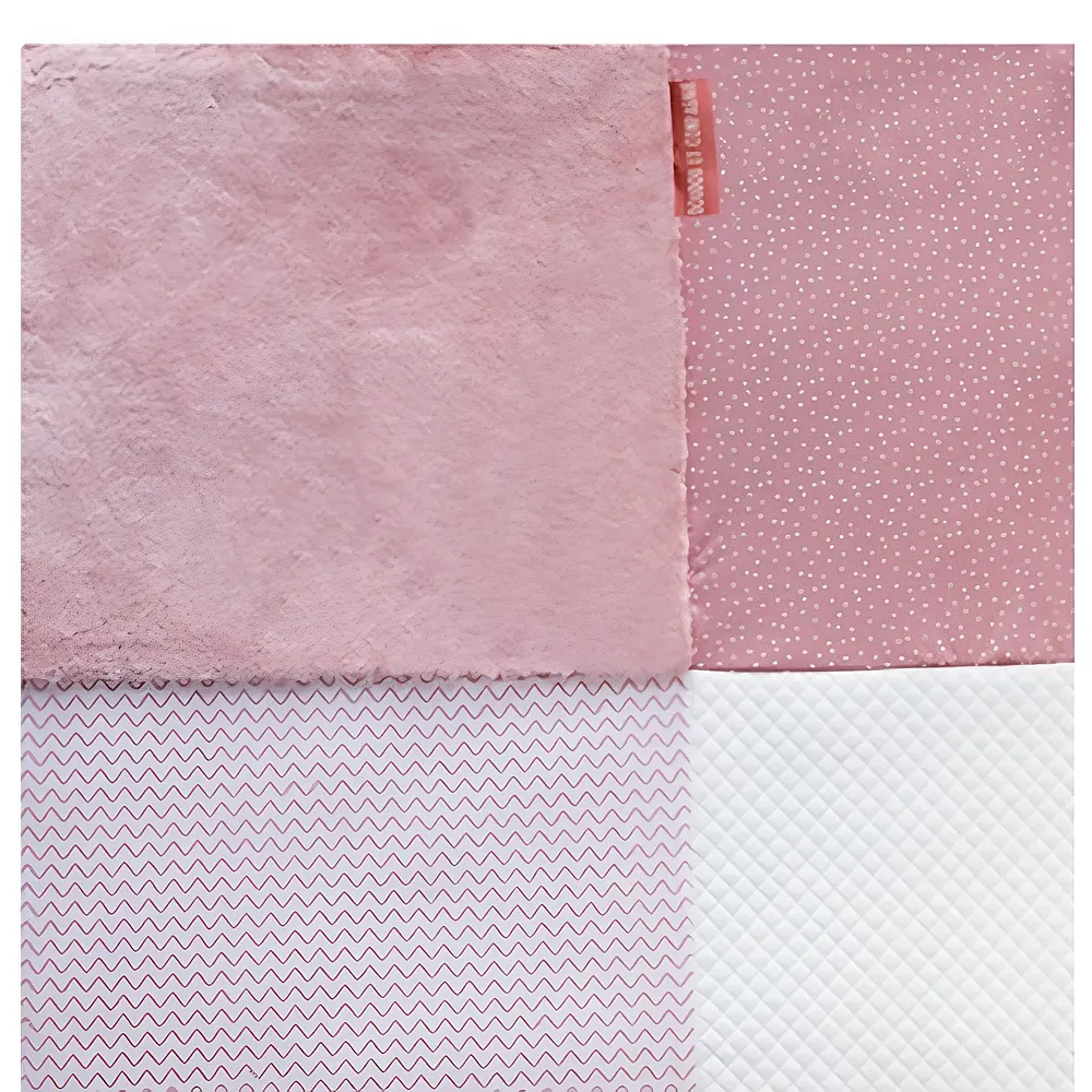 Doudou et Compagnie Kuschelteppich rosa/ocker - 100 x 100 cm
