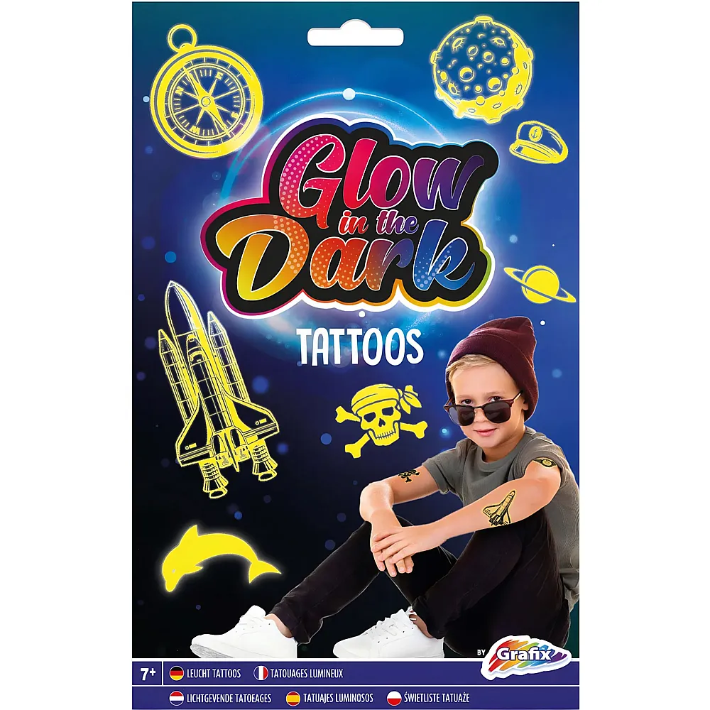 Creative Craft Group Im Dunkeln leuchtende Tattoos  Blau