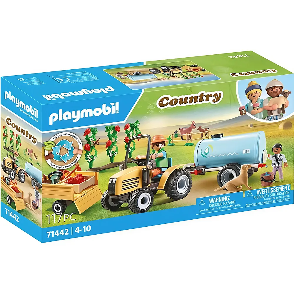 PLAYMOBIL Country Traktor mit Anhnger und Wassertank 71442
