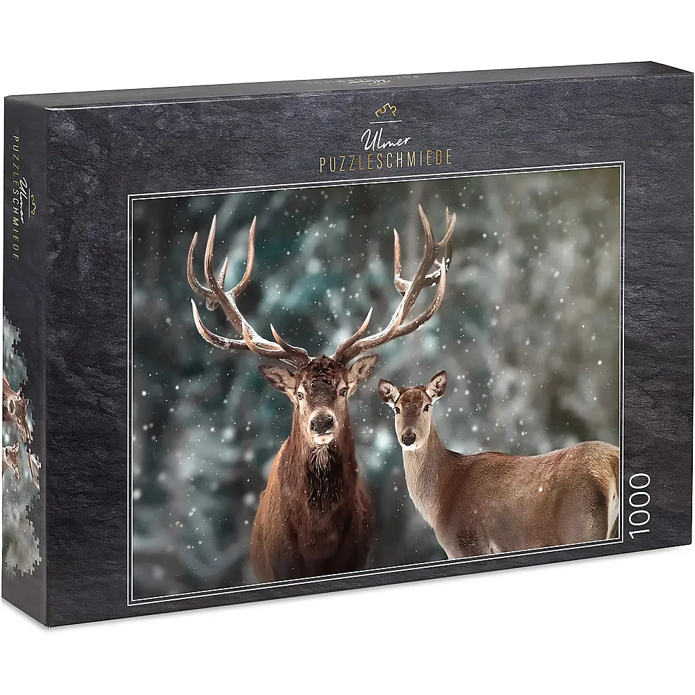Ulmer Puzzleschmiede Das Hirschpaar vor winterlichem Hintergrund - 1000 Teile