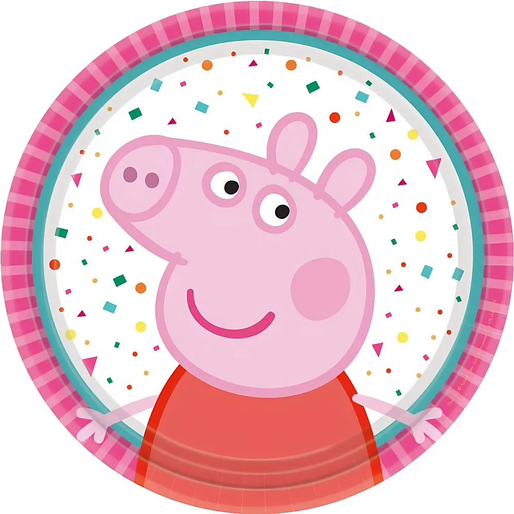 Amscan Peppa Pig Pappteller 18cm - 8 Teile - Tischdeko