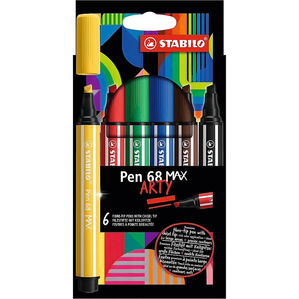 Stabilo Arty Premium-Filzstift mit dicker Keilspitze Pen 68 Max - 6 Teile