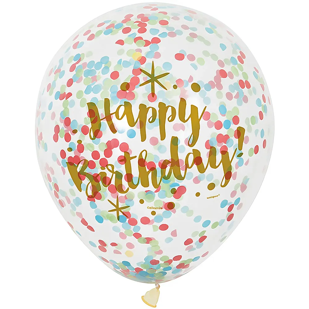 Unique Konfetti-Ballon Happy Birthday Bunt 6Teile | Kindergeburtstag