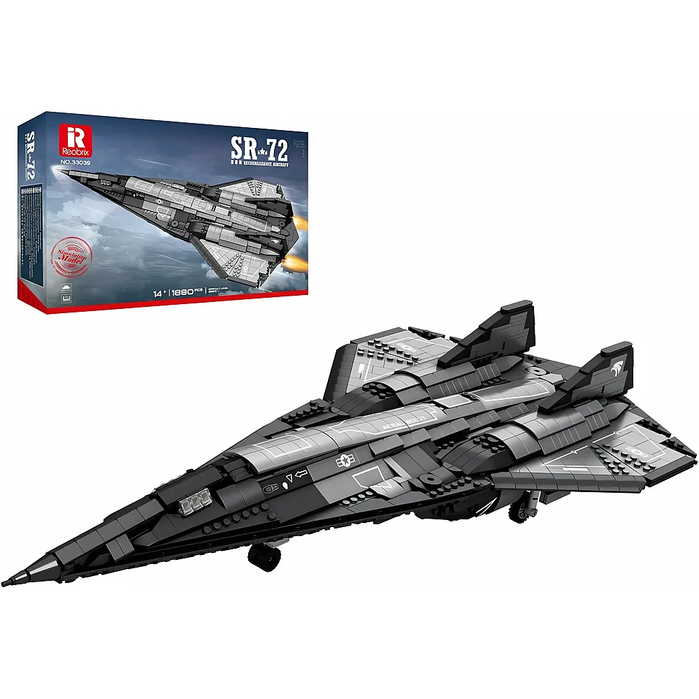 Reobrix SR-72 Kampfjet Bausteinspielzeug f�r Erwachsene, Milit�risches Aufkl�rungsflugzeug Modell, 33039 Technik Milit�r Flugzeug Hobby Sammlung Spielzeug Geschenke f�r Jugendliche 14+ 1880 Teile