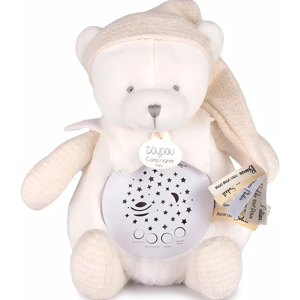 Doudou et Compagnie Nachtlicht Sterne & Musik B�r Weiss - 19 cm