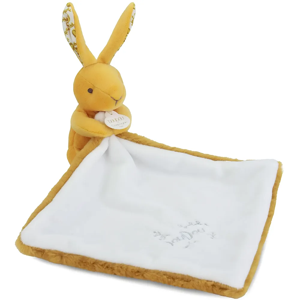 Doudou et Compagnie Hase mit Schmusetuch Ocker - 10 cm