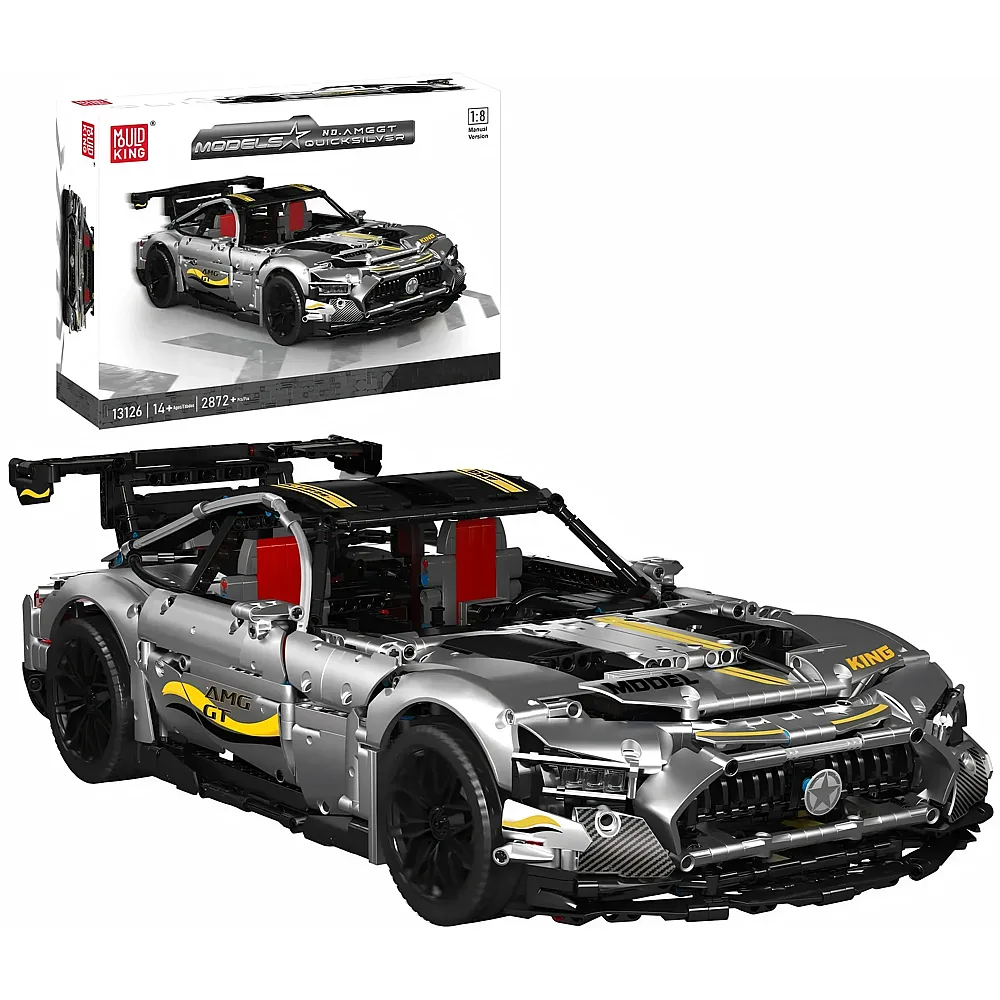 Mould King Models Quick Sliver Sportwagen Modell Silber 13126 | Klemmbausteine Fahrzeuge