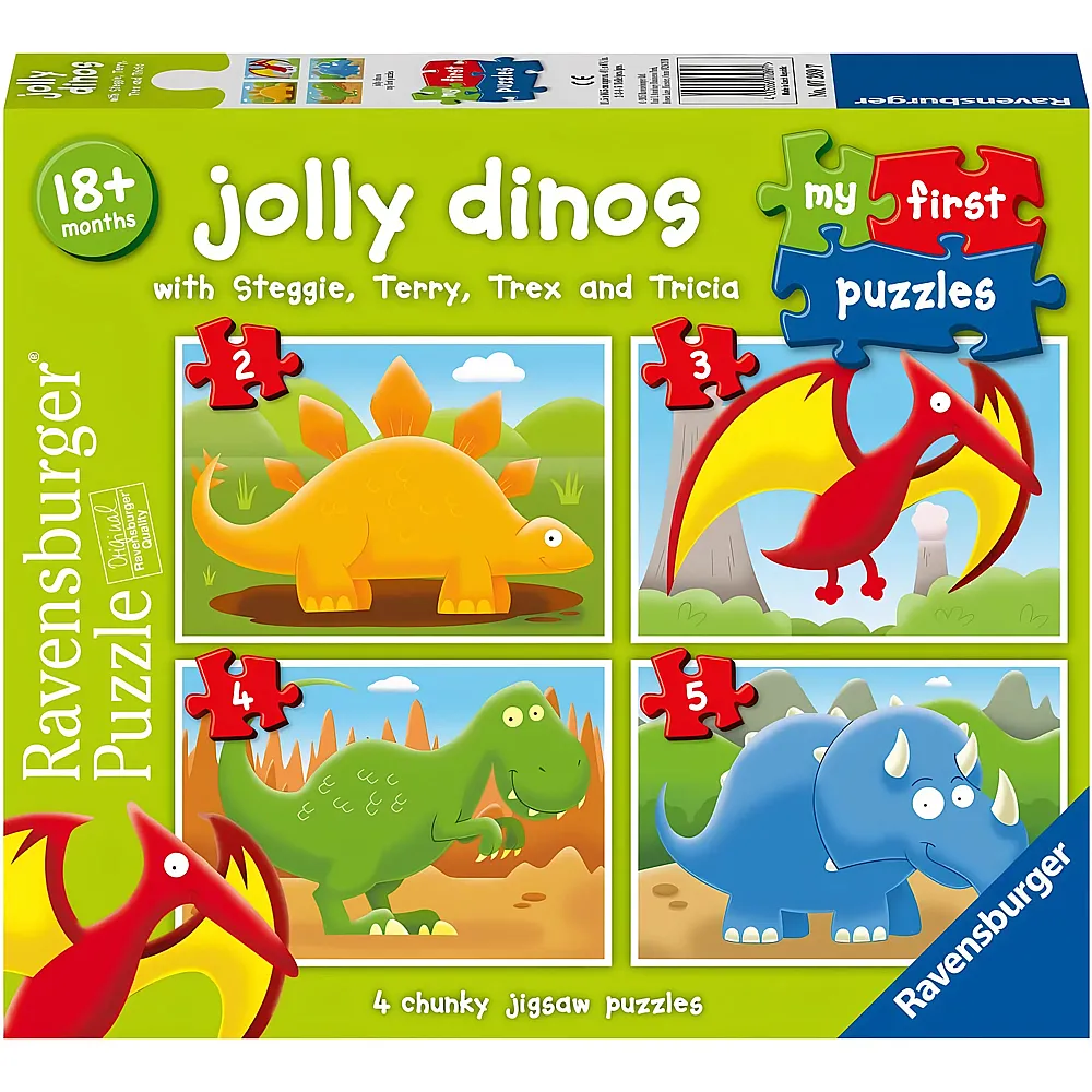 Ravensburger Puzzle 4in1 Jolly Dinosaurs - 5 Teile
