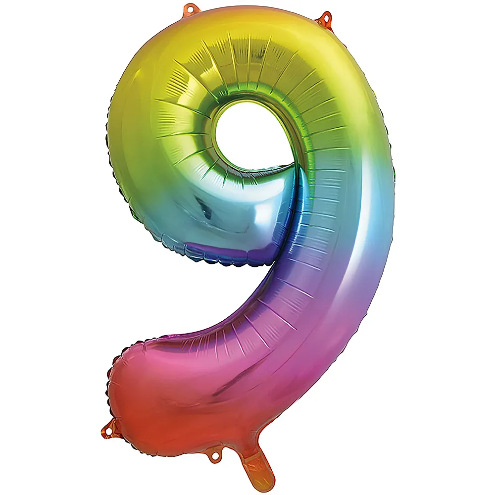 Unique Alu-Luftballon Rainbow Metallic Nr. 9 86cm | Kindergeburtstag