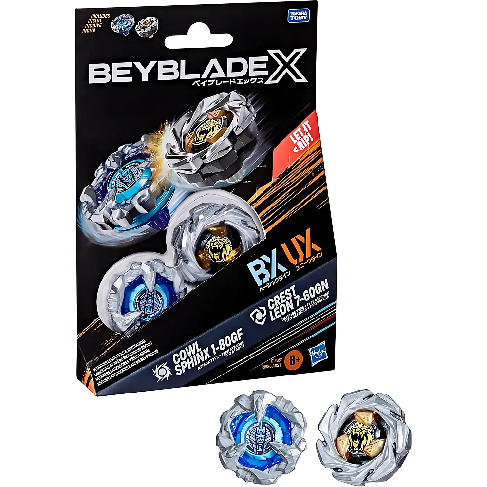 Beyblade Dual Pack Cowl Sphinx 1-80GF BX & Crest Leon 7-60GN UX