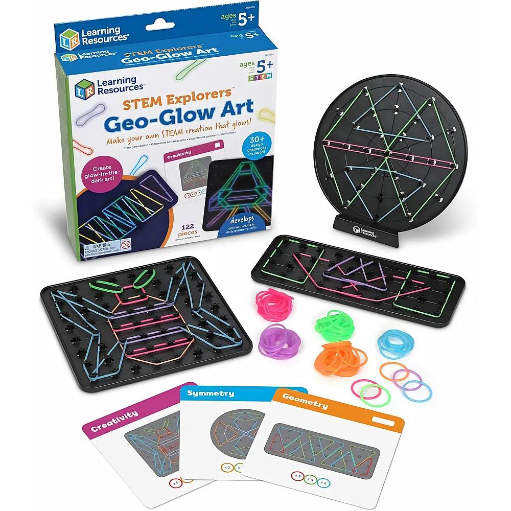 Learning Resources STEM Explorers Geo-Glow Art, Kreatives Geobrett-Set ab 5 Jahren, Leuchtendes STEAM-Spielzeug