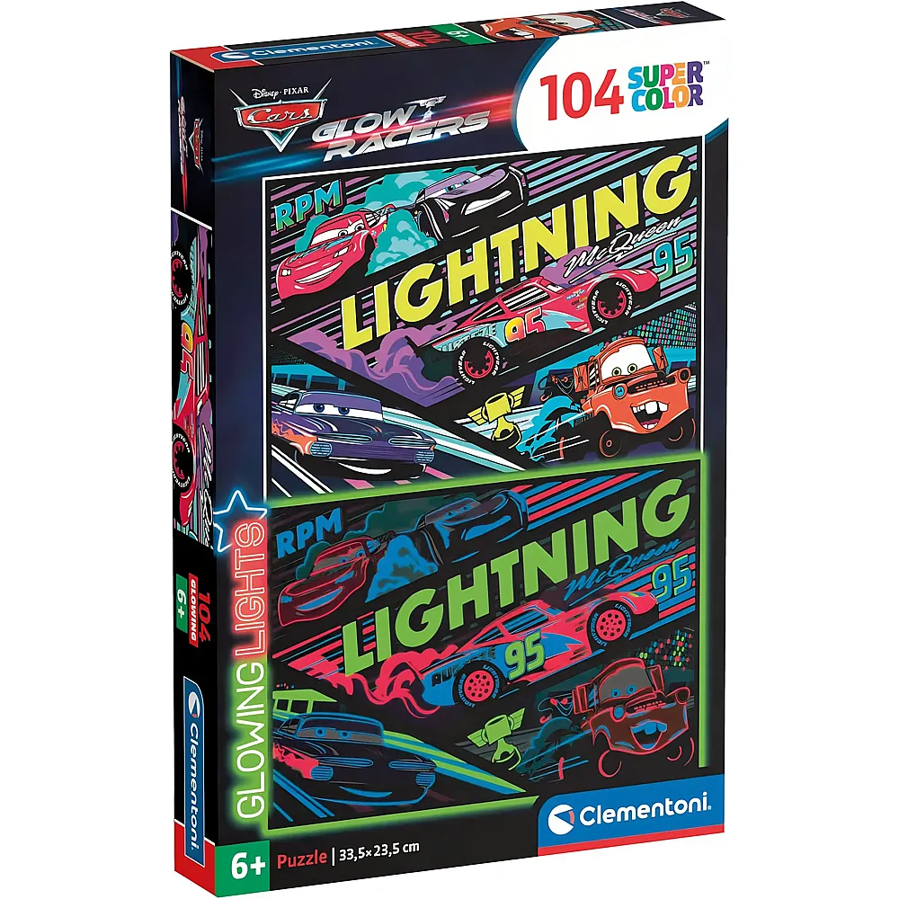Clementoni Puzzle Supercolor Disney Cars - Glowing Lights - 104 Teile