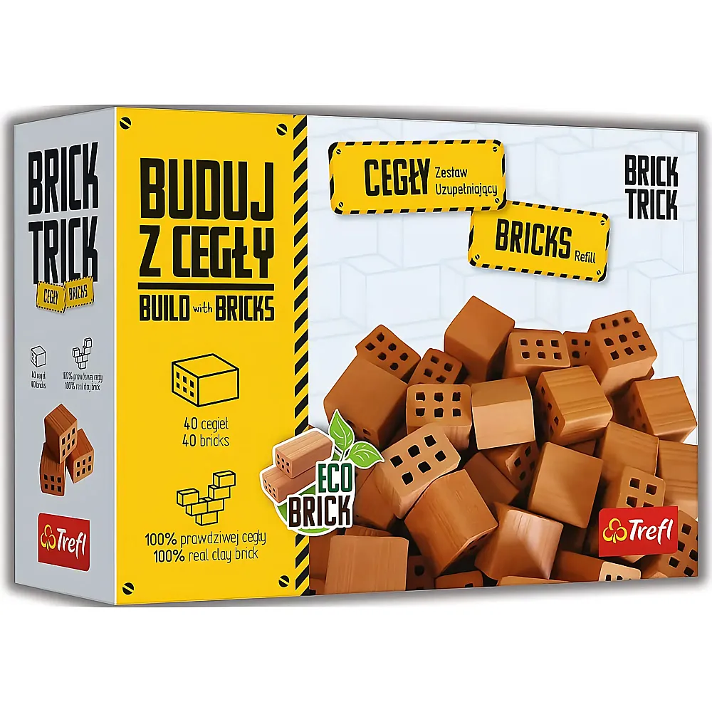 Trefl Brick Trick Trefl BAU mit den Ziegeln - Nachf�llset, 100% Natur Brick, Full Bricks, 40 Teile, ECO Bricks, wiederverwendbar, f�r Baufans, Kreativset f�r Kinder ab 6 Jahren - Suche