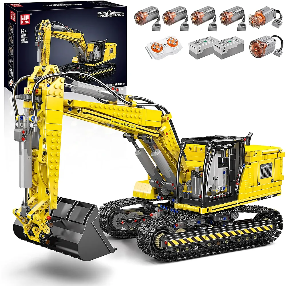 meinspielzeug - Mould King Engineering Ferngesteuerter Raupenbagger Gelb 13112 | Klemmbausteine Fahrzeuge