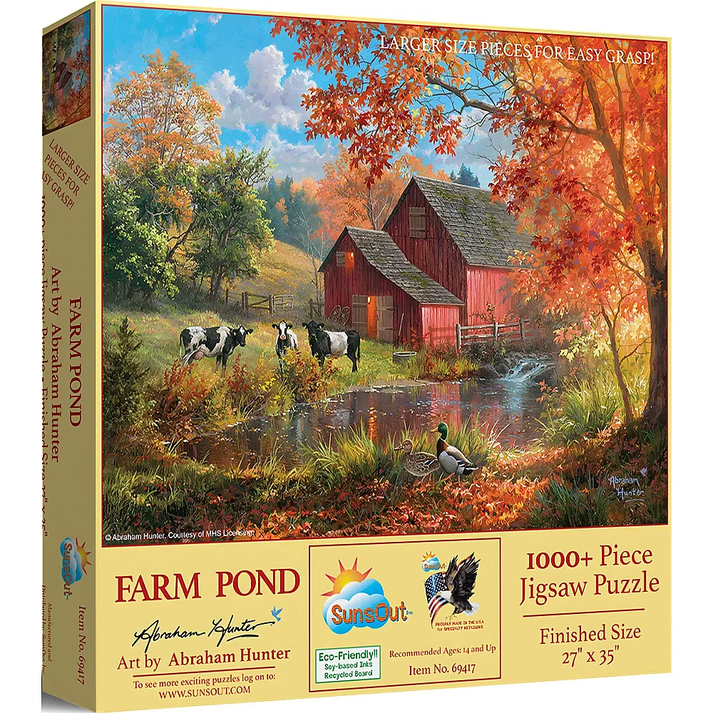 SunsOut Puzzle Abraham Hunter Bauernhof-Teich - 1000 Teile