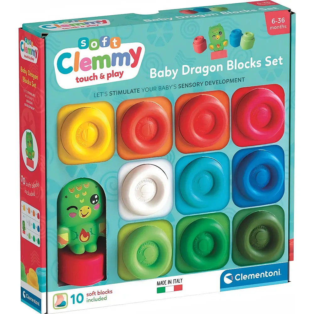 Clementoni Baby Clemmy 10 Bausteine und 1 Drache - 11 Teile