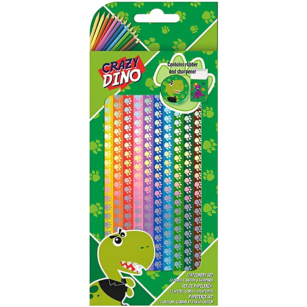 Kids Licensing Crazy Dino Schreibset Farbstifte | Farbe & Kreide