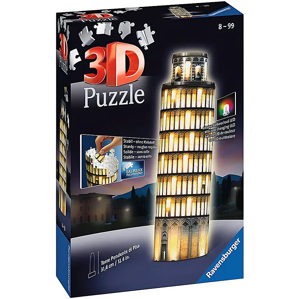 Ravensburger Puzzle Schiefer Turm von Pisa bei Nacht 221Teile
