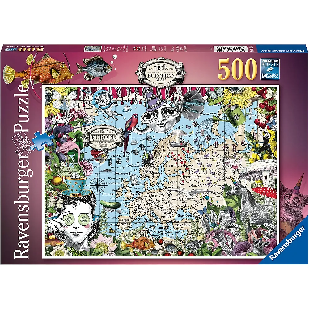 Ravensburger Puzzle Europakarte witziger Zirkus - 500 Teile