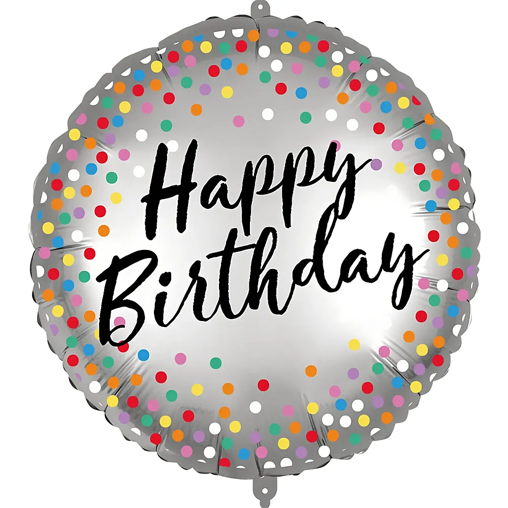 Procos Folienballon Happy Birthday Silber -  45 cm | Folienballone