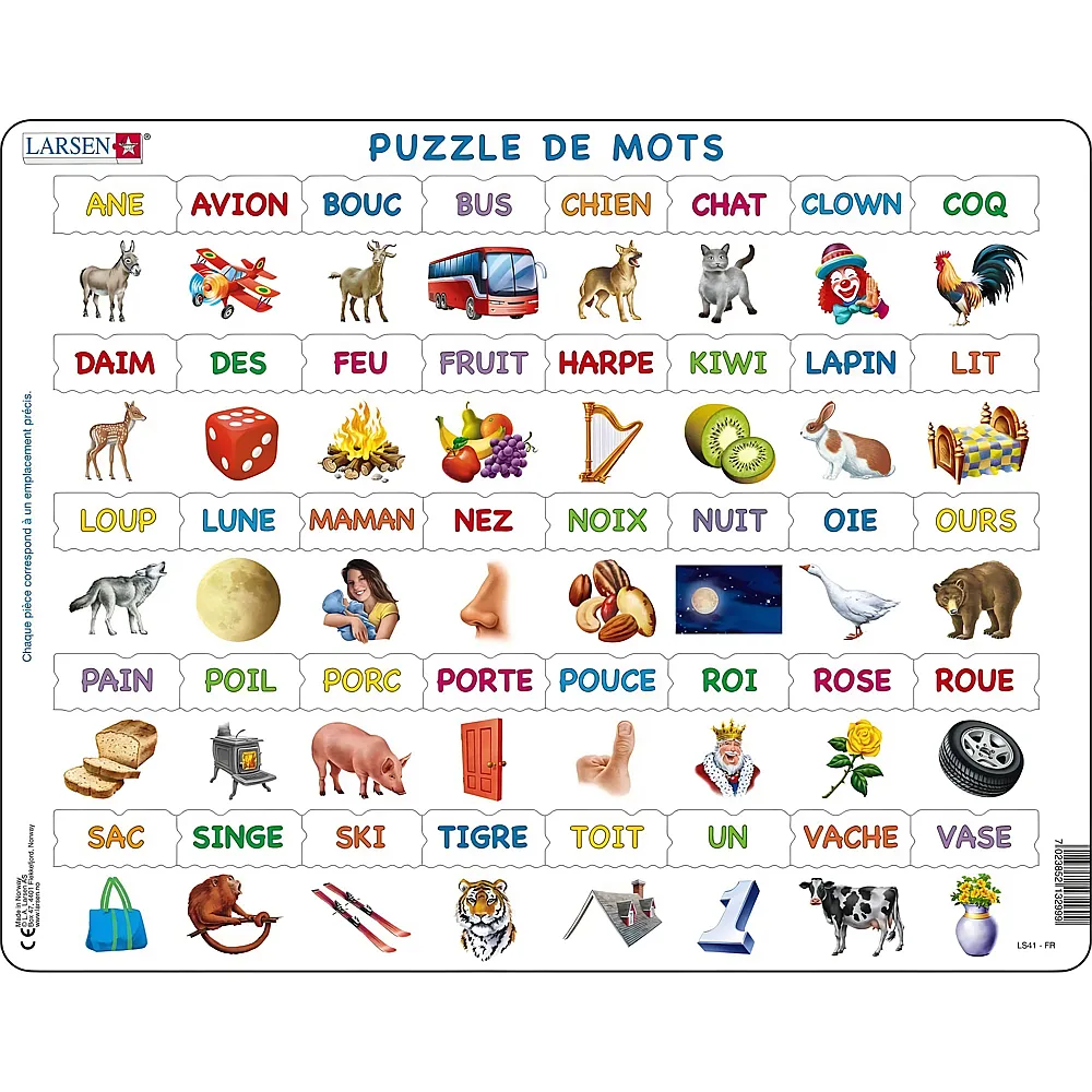 Larsen Puzzle Apprendre � lire - Mots simples de 23 lettres - 40 Teile