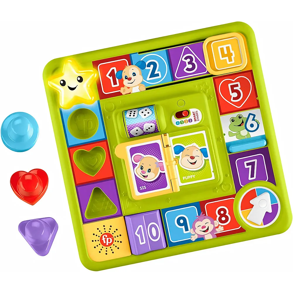 Fisher-Price Lernspass Motorik-Spielbrett - Brettpiel mit Smart-Stages-Lerninhalten, 40+ Liedern, Version: Czech; Englisch; Ungarisch; Polnisch; Slovak, HRB72