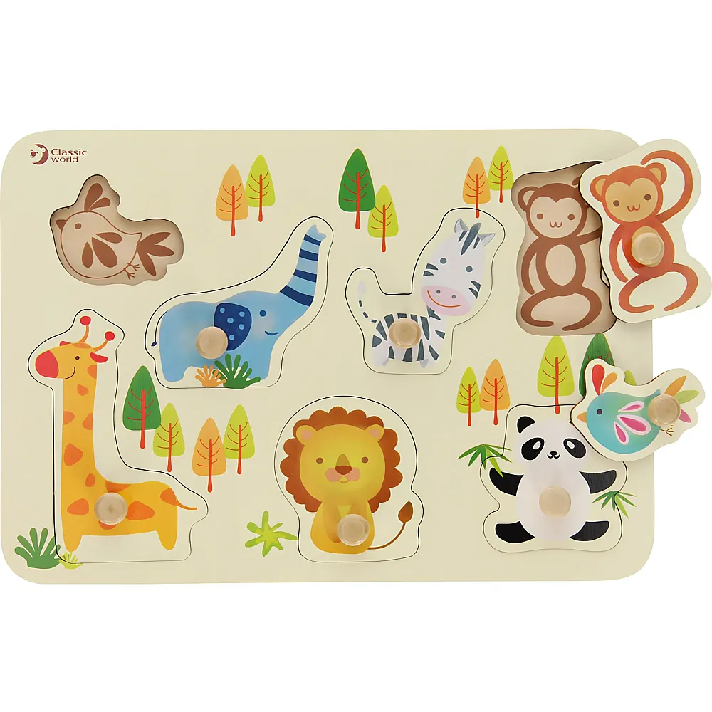 Classic World Holz-Studenpuzzle Wilde Tiere, 8-tlg.