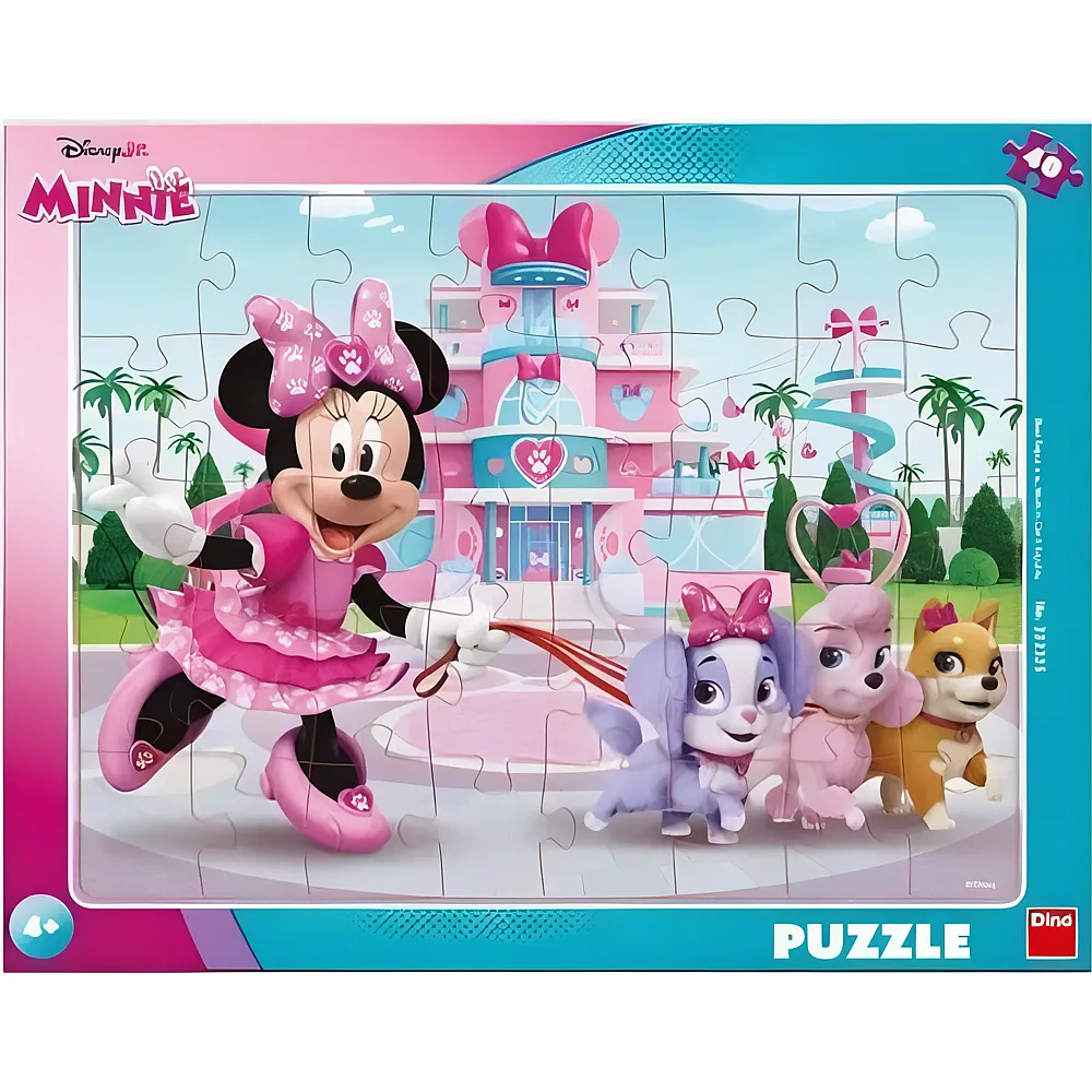 Dino Puzzle Minnie Mouse mit ihren Hundewelpen - 40 Teile - Rahmenpuzzle