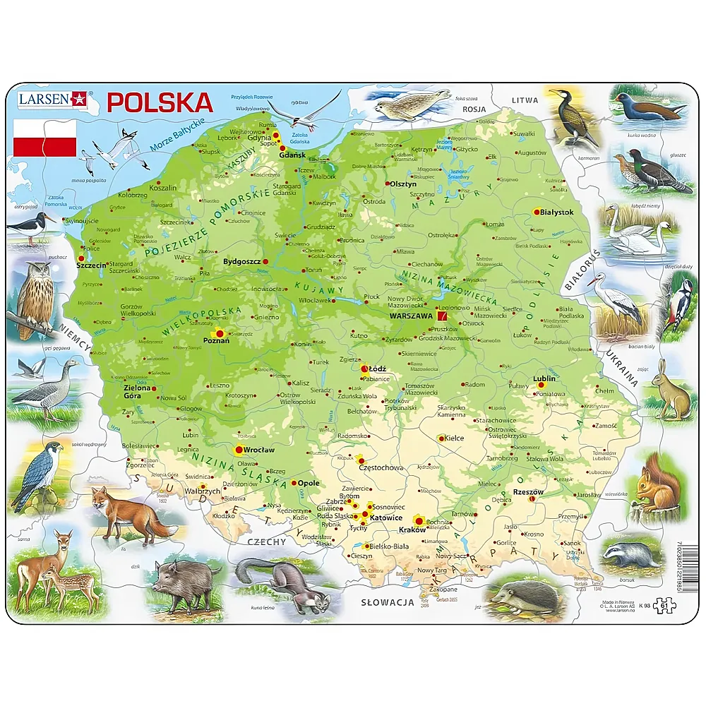 Larsen Puzzle Polen auf Polnisch - 61 Teile