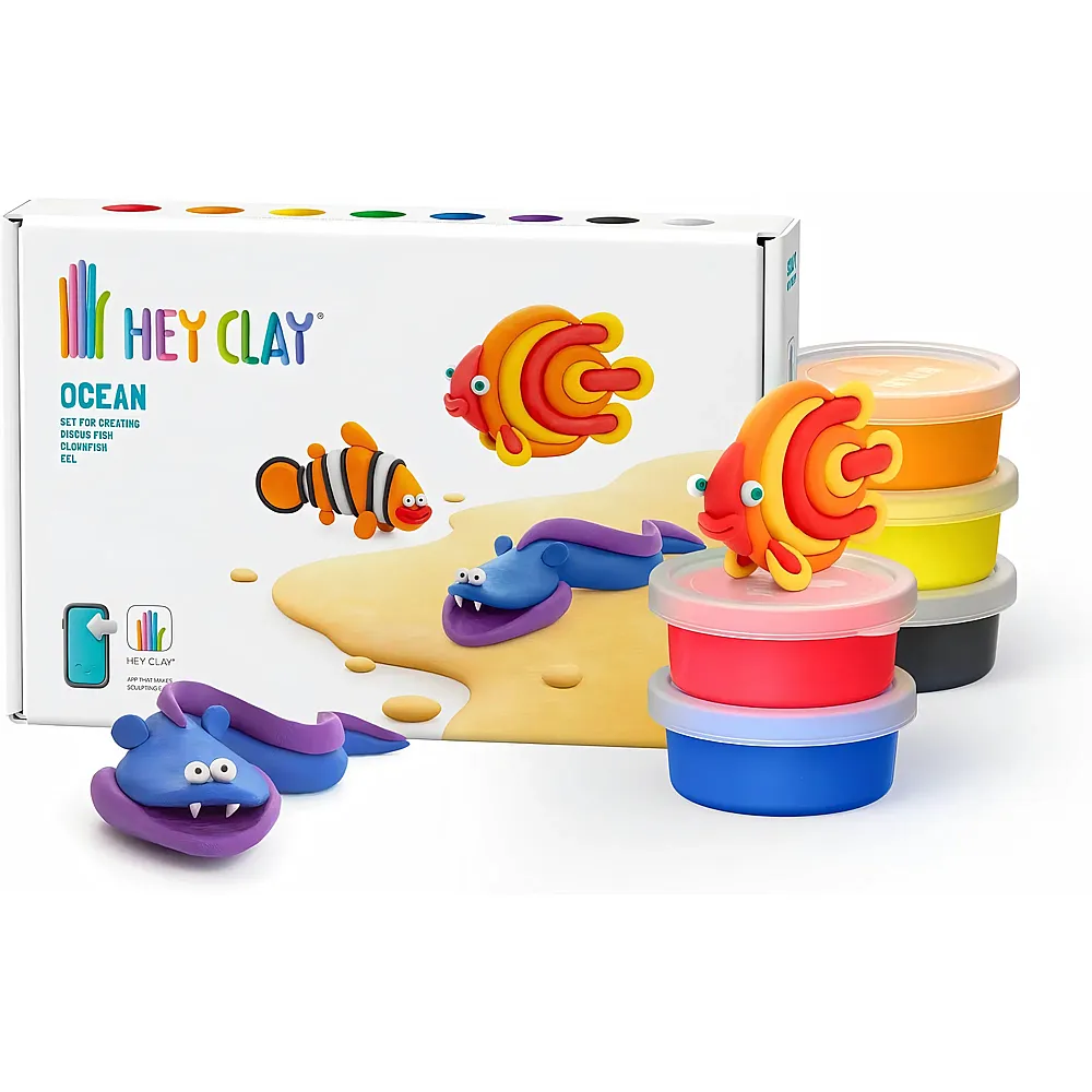 Hey Clay Ozean: Clownfisch, Diskusfisch, Aal - Kneten & Formen