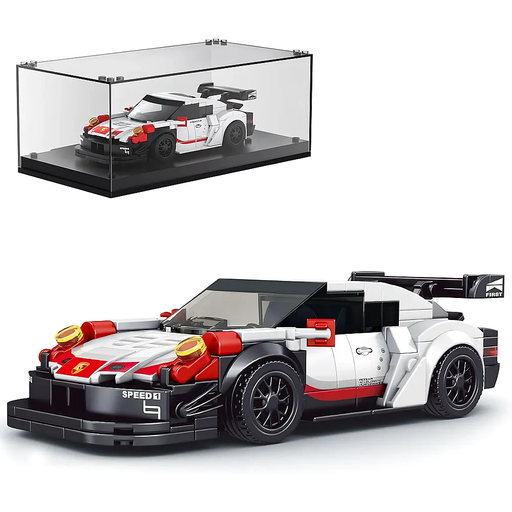 meinspielzeug - Mould King Speed Champion Rennwagen 911 RSR mit Vitrine 27010 | Klemmbausteine Fahrzeuge