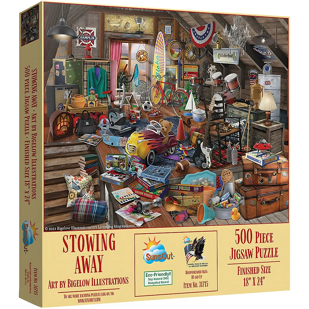 SunsOut Puzzle Bigelow Illustrations Stowing Away - 500 Teile