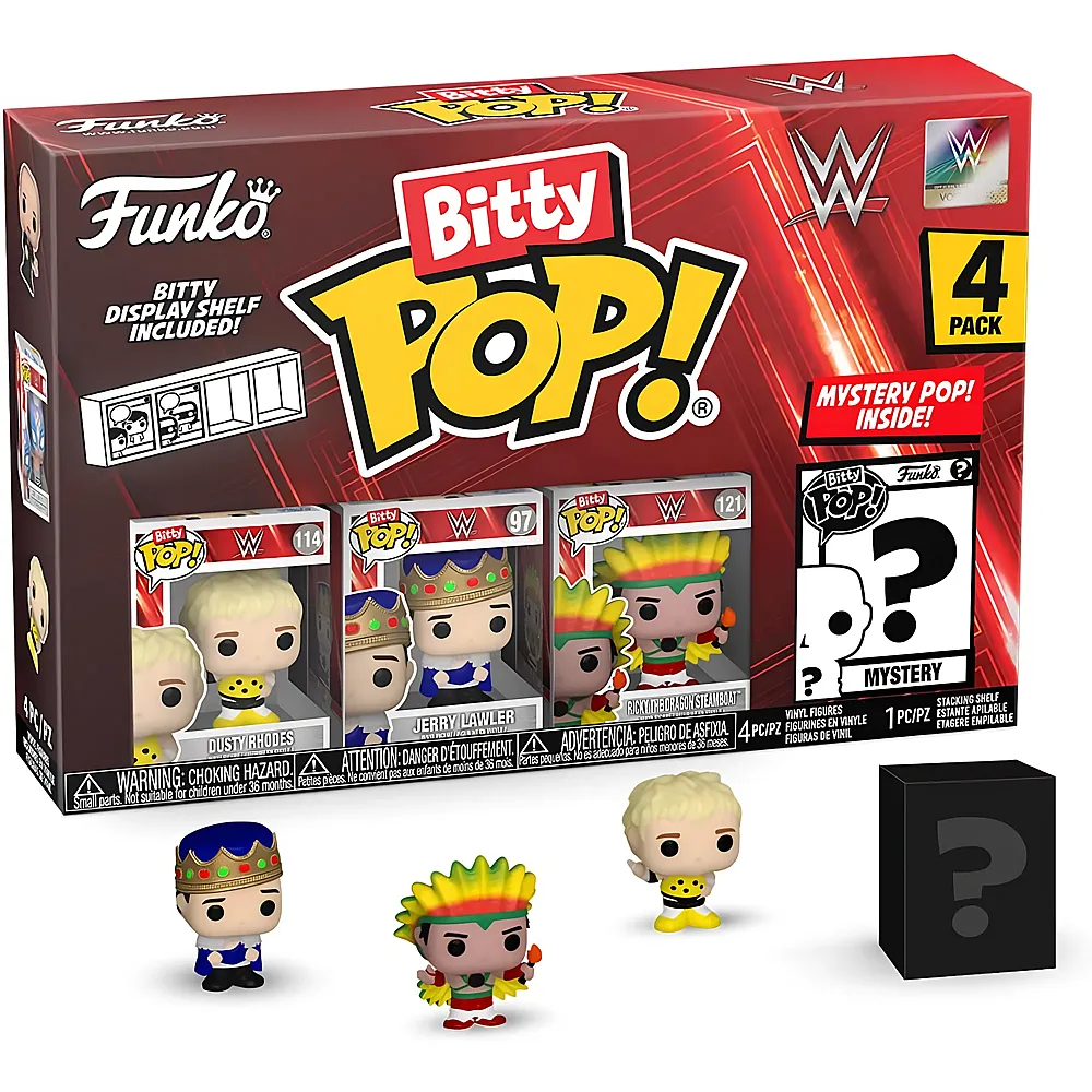 meinspielzeug - Funko Bitty Pop WWE Dusty Rhodes, Jerry Lawler, Bitty Pop  und Mystery 4Teile | Lizenzfiguren