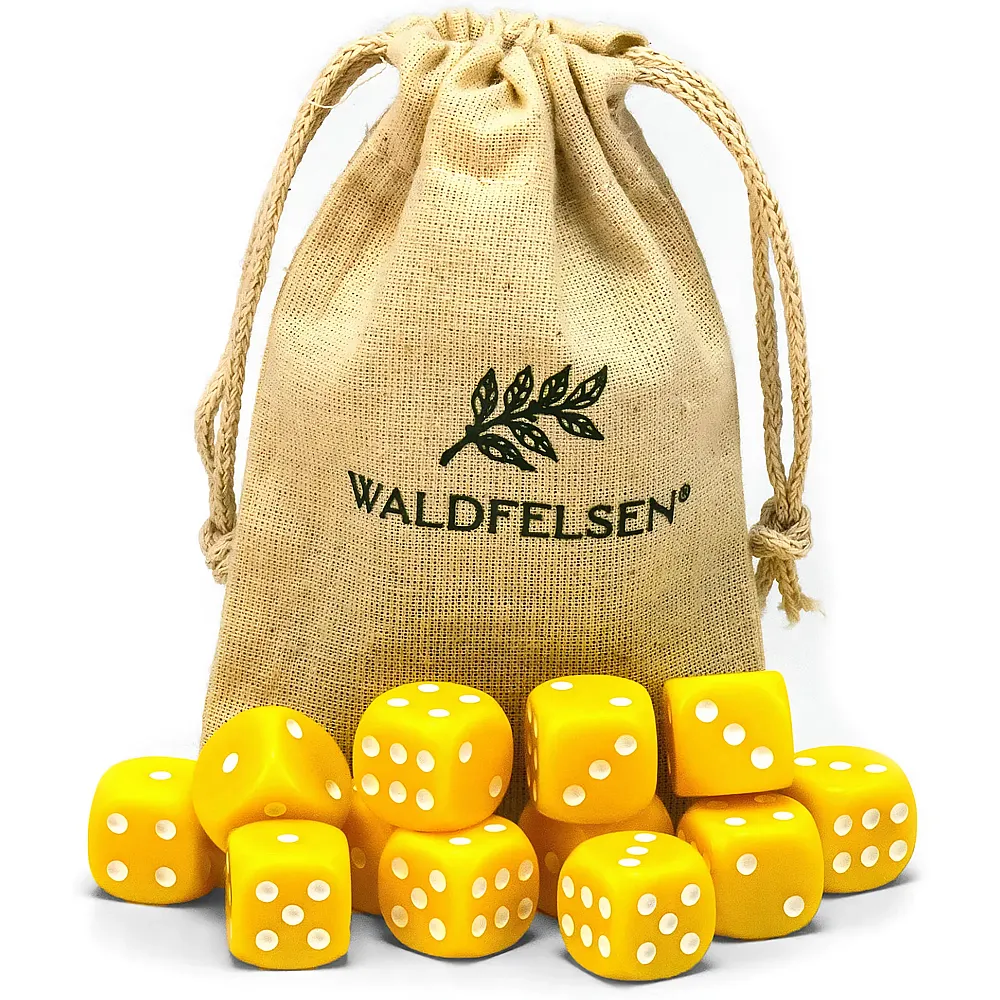 Waldfelsen Hochqualitative W�rfel Standardgr�sse 16mm Gelb - 12 Teile