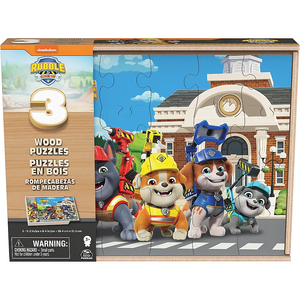 Spin Master Puzzle Paw Patrol 3in1 Wood Rubble & Crew 24Teile