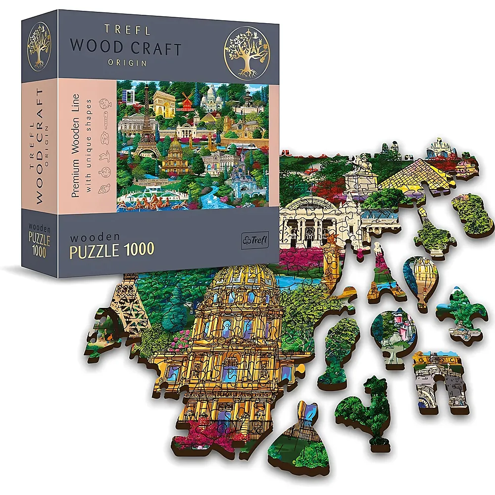 Trefl Wood Craft - Frankreich Puzzle, Ber�hmte Orte - 1000 Teile