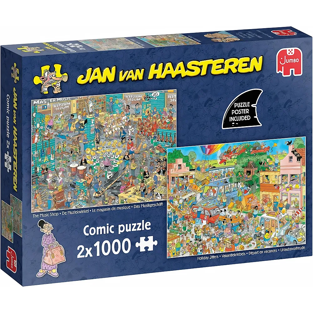 Jumbo Puzzle Jan van Haasteren 2in1 Musikladen und Urlaubsfieber - 1000 Teile