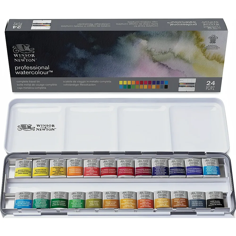 Winsor & Newton W&n Prof. Water Colour Vollstndiger Metall-reisekasten 24 X