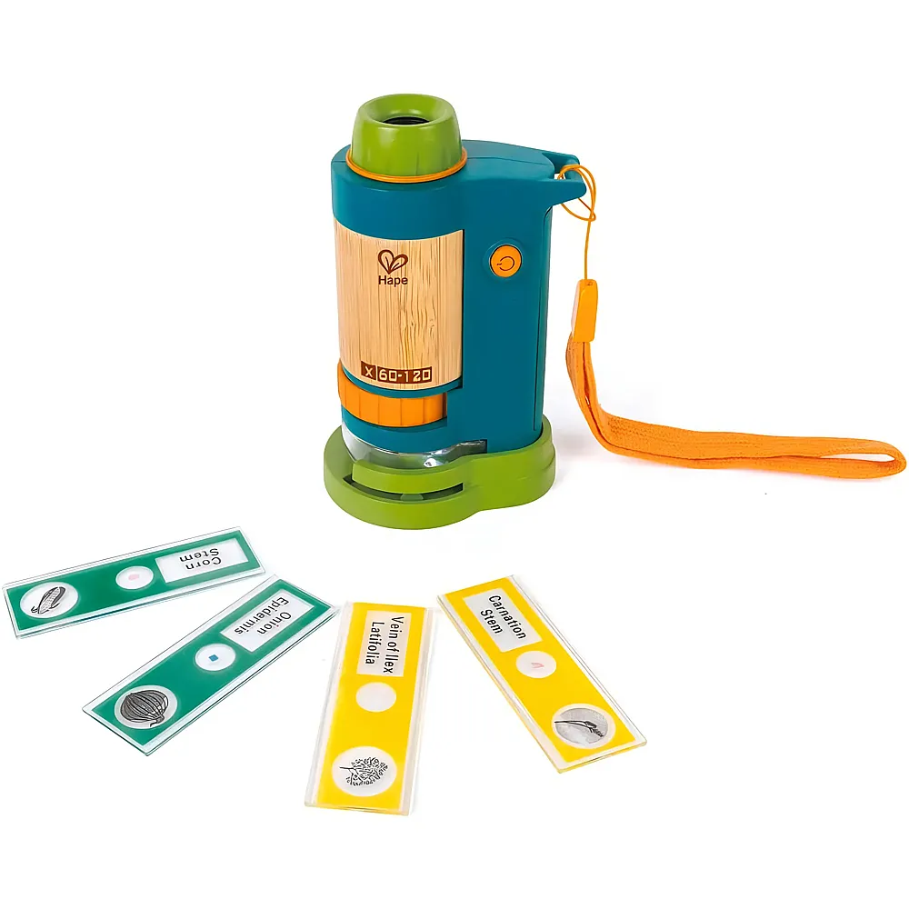 Hape Nature Fun Tragbares Mikroskop zum Entdecken aus Bambus