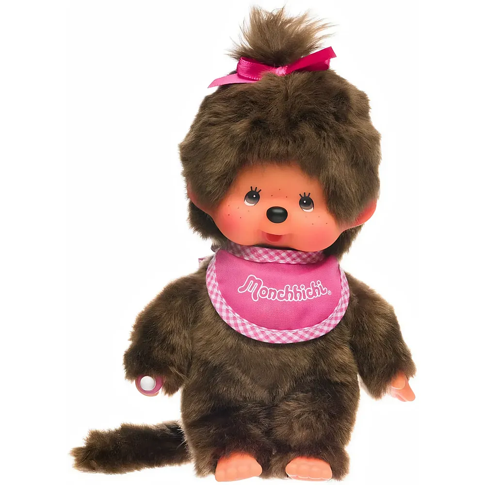 Monchhichi Classic Pink Bib Girl - 16 cm