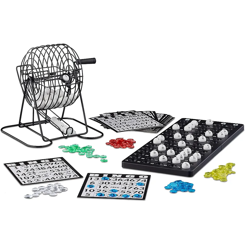Relaxdays Bingo Spiel mit Metalltrommel | Partyspiele
