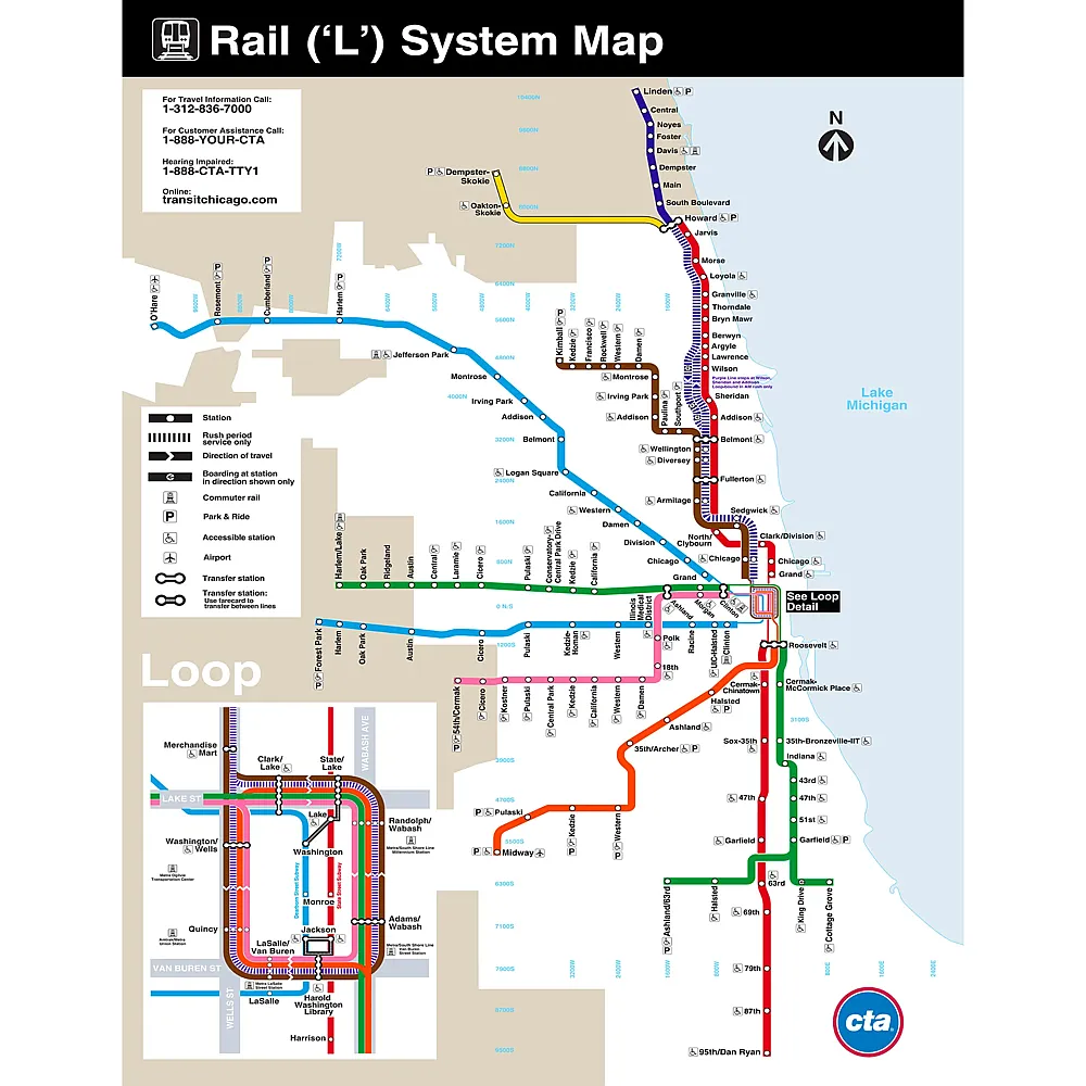 meinspielzeug - New York Puzzle Company Chicago Transit Map Mini 100Teile | Puzzle 10-104 Teile