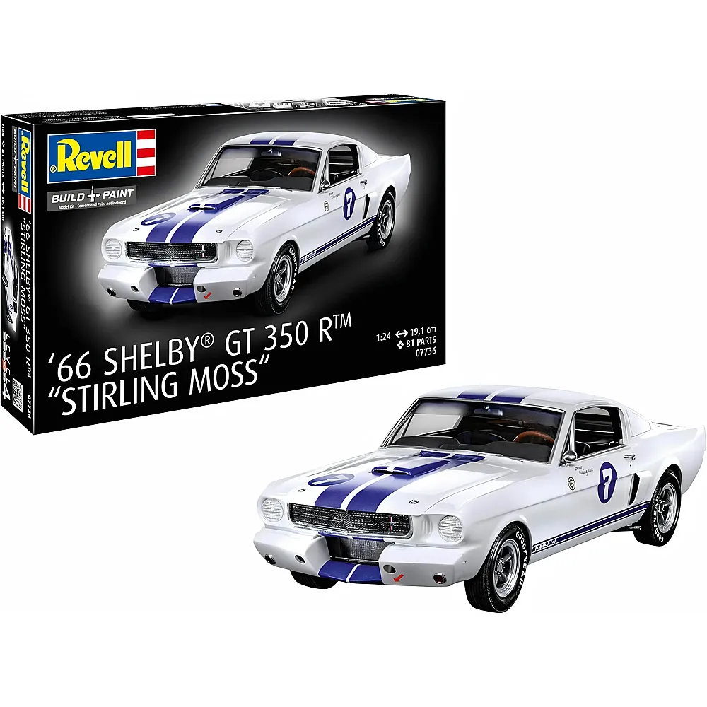 Revell Build & Paint Modellbausatz 1966 Shelby GT 350 R Stirling Moss - 81 Teile | Modellbausatz Fahrzeuge