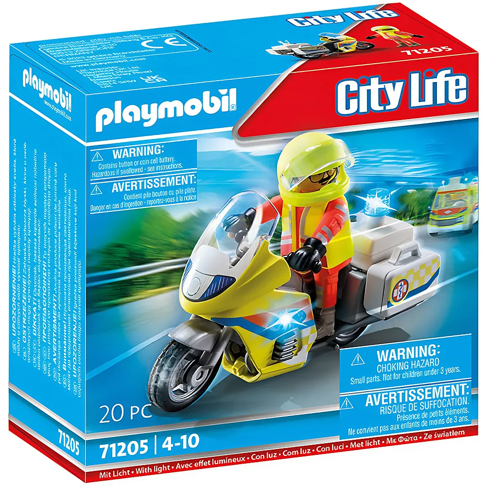 PLAYMOBIL City Life Notarzt-Motorrad mit Blinklicht 71205