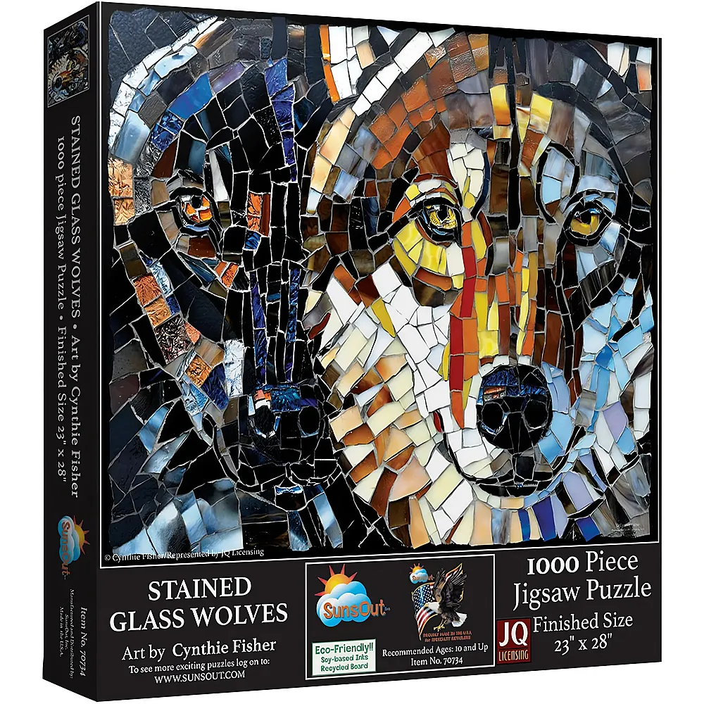 SunsOut Puzzle Cynthie Fisher Stained Glass Wolves 1000Teile